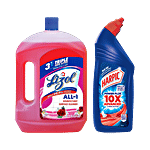 bb Combo Harpic Toilet Cleaner Liquid, Original 1 L + Lizol Floor & Surface Cleaner Liquid, Floral 2 L Combo 2 Items