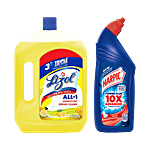 bb Combo Harpic Toilet Cleaner Liquid, Original 1 L + Lizol Floor & Surface Cleaner Liquid, Citrus 2 L Combo (2 Items)