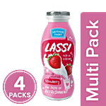 mother dairy Lassi - Strawberry 4x200 ml Bottle Multipack