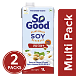 So Good Soy Milk Protein+ Original 1 L (Pack of 2) Multipack