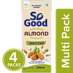 So Good Almond Milk - Natural, Unsweetened 200 ml (Pack of 4) Multipack
