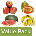 Fresho Apple Shimla 4 pcs + Banana Robusta 1 kg + Watermelon Small + Papaya Medium 1 pc Combo 4 Items