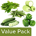 Fresho Palak 250g+Ladies Finger 500g+Cucumber 1kg+Capsicum Green 500g+Bottle Gourd 1pc Combo 5 Items