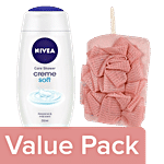 bb Combo BB Home Loofah Dual Pink BH-016 PNK 1pc+Nivea Shower Gel Body Wash Women 250ml Combo 2 Items