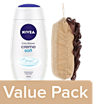 bb Combo BB Home Loofah Dual Brown BH-016 BRWN 1pc+Nivea Shower Gel Body Wash Women 250ml Combo 2 Items