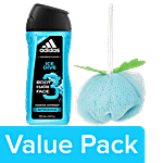 bb Combo BB Home Loofah GreenLeafBlue BH-014 BL 1pc+Adidas ShowerGel IceDive League 250ml Combo 2 Items