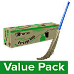 BB Home Premium Soft Grass Broom 1pc + Garbage Bags - Compostable,Medium,Green 15pcs Combo 2 Items