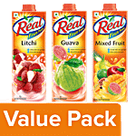 Real Fruit Power Juice Litchi 1 L + Guava/Amrud 1 L + Mixed Fruits 1 L Combo 3 Items