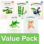 It's Skin The Fresh Mask Sheet- Olive + Bamboo + Carrot + Blueberry + Aloe (2 pcs Each) Combo 5 Items