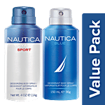 Nautica Voyage Man Sport Deodorant Spray 150 ml + Blue Deodorant Spray 150 ml Combo 2 Items