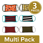 KNM Reusable Face Mask - 2 Ply, Cotton, Assorted Colour, 21 X 11 cm 3x3 pcs Multipack