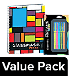 Classmate Notebook - Six Subject, Ruled, Pulse 300 Pages + Octane Neon Gel Pen 5 pcs Combo 2 Items