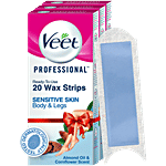 Veet Professional Waxing Strips Kit for Sensitive Skin, 20 Strips Pack of 3 Gel Wax Hair Removal for Women Up to 28 Days of Smoothness No Wax Heater or Wax Beans Required 20 pc Pack of 3