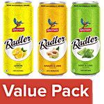 Kingfisher Radler Non Alcoholic Malt Drink Lemon + Ginger & Lime + Mint & Lime (300ml Each) Combo Can 3 Items