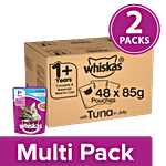 Whiskas Adult Wet Cat Food - Super Saver Pack, 1+ Year, Tuna In Jelly 2x(48 Pouches x 85g each) Multipack