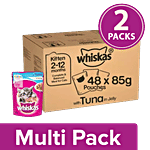 Whiskas Kitten Wet Cat Food - Super Saver Pack, 2-12 Months, Tuna In Jelly 2x(48 Pouches x 85g each) Multipack
