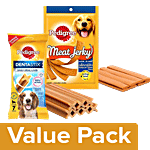 Pedigree Dentastix DogTreat OralCare-110g + Meat Jerky Stix-Barbecued Chicken Flavour 80g Combo 2 Pcs