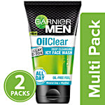 Garnier Men Oil Clear Clay D-Tox Deep Cleansing Icy Face Wash 2x100 g Multipack