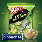 Bingo! Cream & Onion Potato Chips 3x45 g (Multipack)
