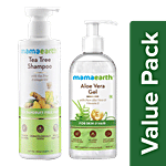 Mamaearth Tea Tree Anti Dandruff Shampoo 250ml+Aloe Vera Gel&Vitamin E For Skin&Hair 300ml Combo 2 Pcs