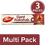 Dabur Dant Rakshak Paste - 32 Ayurvedic Herbs Kills Germs & Longevity Of Teeth & Gums 3 x 175 g Multipack