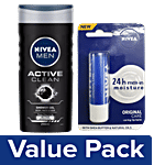 bb Combo Active Clean Body Wash For Men + Original Care Lip Balm (No colour) Combo 2 Items