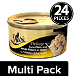SHEBA Premium Cat Food - Tuna Filets & Whole Prawns In Gravy 24 x 85 g Multipack