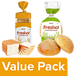 Fresho White Sandwich Bread Safe Preservative Free 400g + Burger Buns 150 g (Pack of 2) Combo 2 Pcs