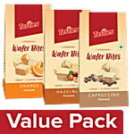 Tasties Premium Wafer Bites - Orange 100 g + Hazelnut 100 g + Cappucino 100 g Combo 3 Items