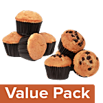 Fresho Signature Muffin/Cup Cake Vanilla 200 g + Choco Chip 200 g (Pack of 4 each) Combo 2 Items