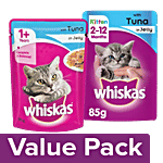 Whiskas Wet Cat Food Tuna In Jelly For Cats +1 Year + Kittens 2-12 Months (6x85 g each) Combo 2 Items