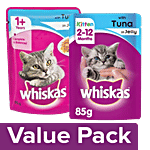 Whiskas Wet Cat Food Tuna In Jelly For Cats +1 Year + Kittens 2-12 Months (12x85 g each) Combo 2 Items