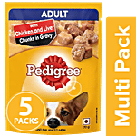 Pedigree Wet Dog Food - Chicken & Liver Chunks In Gravy, For Adult Dogs 5x70 g Multipack