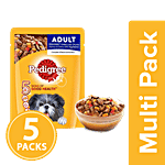 Pedigree Adult Wet Dog Food - Grilled Liver Chunks Flavour In Gravy With Vegetables 5x70 g Multipack