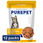 Purepet Real Tuna & Chicken Liver In Gravy Cat Food 12x50 g (Multipack)