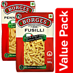BORGES Durum Wheat Pasta - Fusilli 500 g + Durum Wheat Pasta - Penne Rigate 500 g Combo 2 Items