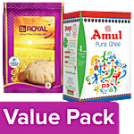 bb Combo Amul Ghee 500 ml + BB Royal Superior Chakki Wheat Atta - Fortified 5 kg Combo 2 Items