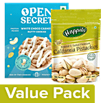 Open Secret Choco Cashew Nutty Cookies 25 g + Happilo Roasted & Salted Pistachio 200 g Combo 2 Items