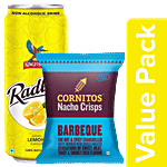 Cornitos Nacho Crisps Barbeque 60 g + Kingfisher Radler Lemon Non Alcoholic Drink 300 ml Combo 2 Items