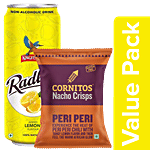 Cornitos Nacho Crisps Peri Peri 60 g + Kingfisher Radler Lemon Non Alcoholic Drink 300 ml Combo 2 Items