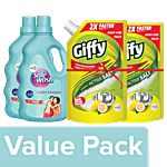 bb Combo Safewash Liquid Detergent 1kg(1kg Free)+Giffy Dishwash Gel Lemon&ActiveSalt900ml Combo 2 Items