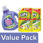 bb Combo Wipro Safewash MaticTopLoad Liquid 1kg+Giffy DishwashGel Lemon Active&Salt 900ml Combo 2 Items