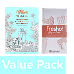 Fresho Signature Cake Rusk - Plain, 150 g + TGL Co.Kadak Masala Chai Instant Premix Tea, 196 g Combo 2 Items