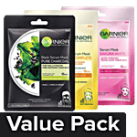Garnier Skin Natural Serum sheetmask (Sakura white + Light complete +Charcoal) Combo 3 Items