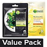 Garnier Skin Natural Serum sheetmask (Light complete +2 Charcoal) Combo 2 Items