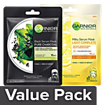 Garnier Skin Natural Serum sheetmask (3 Light complete +3 Charcoal) Combo 2 Items