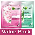 Garnier Skin Natural Serum sheetmask (3 Sakura white +3 Green Tea) Combo 2 Items