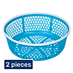 Princeware Two Tone Plastic Bowl/Fruits & Vegetable Basket - No.1, Blue 2x2.440 L (Multipack)
