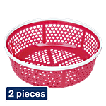 Princeware Two Tone Plastic Bowl/Fruits & Vegetable Basket - No.1, Pink 2x2.440 L (Multipack)