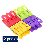 Swastik Gold Premium Plastic Cloth Clips - Assorted Colour 2 x 12 pcs Multipack